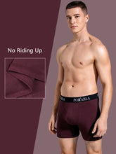 Load image into Gallery viewer, POKARLA Mens Stretch Boxer Briefs Soft Cotton Open Fly Tagless Underwear Regular Leg
