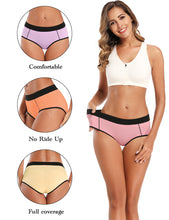 Load image into Gallery viewer, POKARLA Women's Cotton Stretch Underwear Ladies Mid-high Waisted Briefs Panties 5-Pack