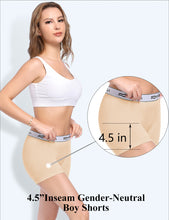 Load image into Gallery viewer, POKARLA 4.5" Inseam Womens Cotton Boxer Briefs Underwear Boy Shorts Panties 4 Pack(Regular & Plus Size)