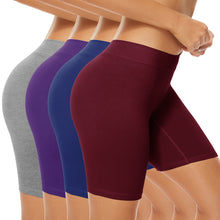 Load image into Gallery viewer, POKARLA 4 Pack Women's Cotton Underwear Boxer Shorts Anti Chafing Bike Shorts Boyshorts Panties Regular & Plus Size
