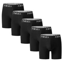Load image into Gallery viewer, POKARLA Mens Stretch Boxer Briefs Soft Cotton Open Fly Tagless Underwear Regular Leg
