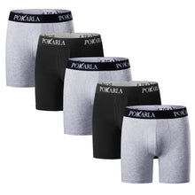 Load image into Gallery viewer, POKARLA Mens Stretch Boxer Briefs Soft Cotton Open Fly Tagless Underwear Regular Leg