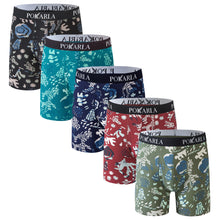Load image into Gallery viewer, POKARLA Mens Stretch Boxer Briefs Soft Cotton Open Fly Tagless Underwear Regular Leg