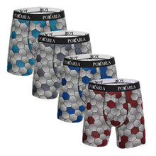 Load image into Gallery viewer, POKARLA Mens Stretch Boxer Briefs Soft Cotton Open Fly Tagless Underwear Regular Leg