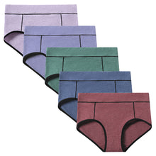 Load image into Gallery viewer, POKARLA Women's Cotton Stretch Underwear Ladies Mid-high Waisted Briefs Panties 5-Pack