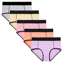 Load image into Gallery viewer, POKARLA Women's Cotton Stretch Underwear Ladies Mid-high Waisted Briefs Panties 5-Pack