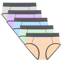 Load image into Gallery viewer, POKARLA Women's Cotton Stretch Underwear Ladies Mid-high Waisted Briefs Panties 5-Pack