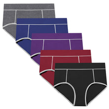 Load image into Gallery viewer, POKARLA Women's Cotton Stretch Underwear Ladies Mid-high Waisted Briefs Panties 5-Pack