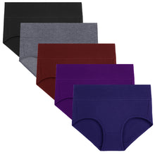 Load image into Gallery viewer, POKARLA Women's Underwear Cotton High Waist Briefs Full Coverage Soft Breathable Ladies Panties Pack of 5