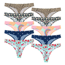Load image into Gallery viewer, POKARLA Seamless Thongs for Women No Show Underwear Pack of 10