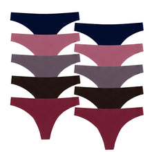 Load image into Gallery viewer, POKARLA Seamless Thongs for Women No Show Underwear Pack of 10