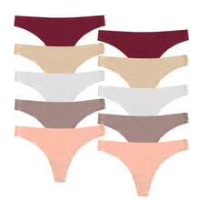 Load image into Gallery viewer, POKARLA Seamless Thongs for Women No Show Underwear Pack of 10