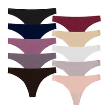Load image into Gallery viewer, POKARLA Seamless Thongs for Women No Show Underwear Pack of 10