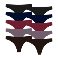 Load image into Gallery viewer, POKARLA Seamless Thongs for Women No Show Underwear Pack of 10