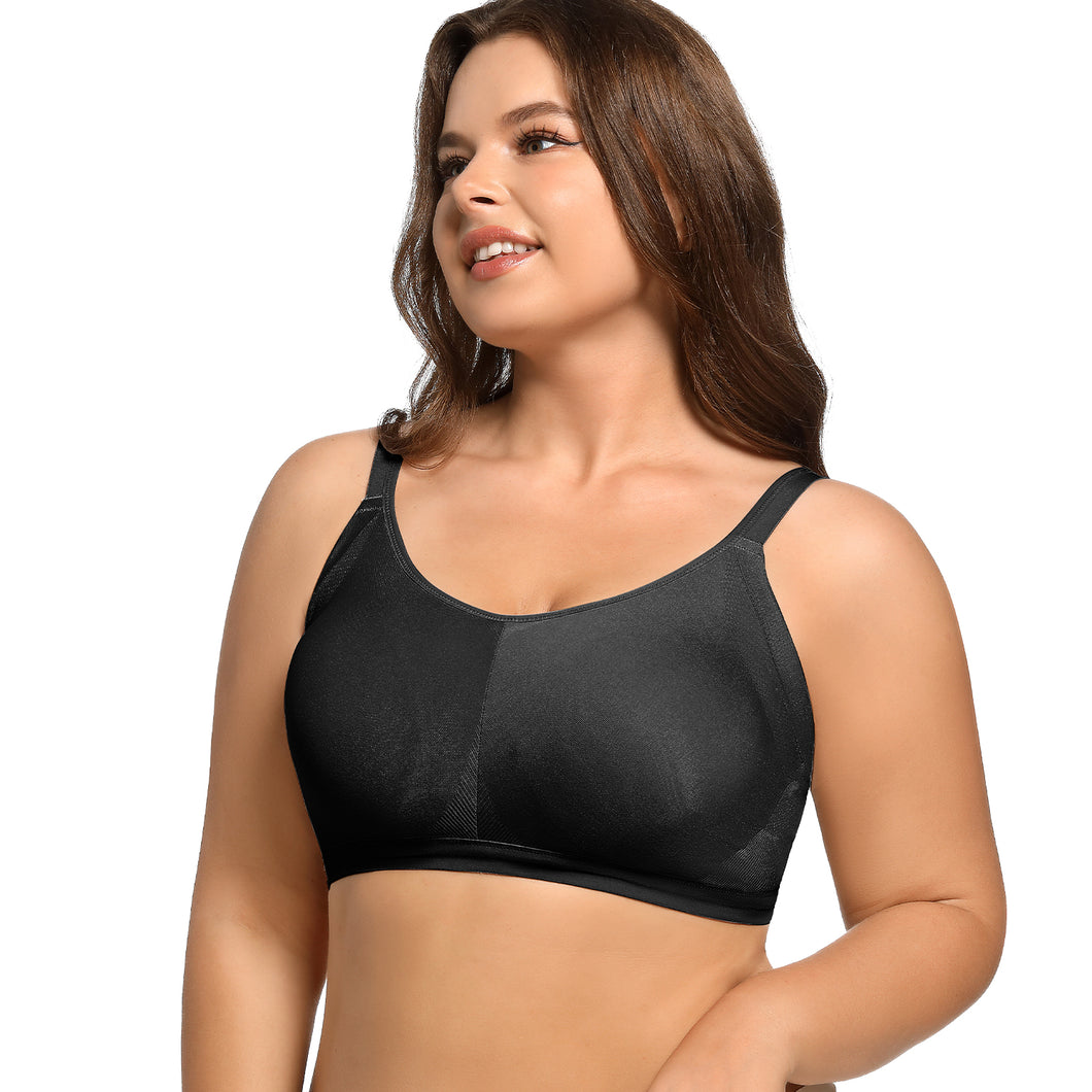 POKARLA Bras for Women Seamless Wireless Full-Coverage Adjustable Straps Stretchy Underarm Smoothing Lightly Lined Bra