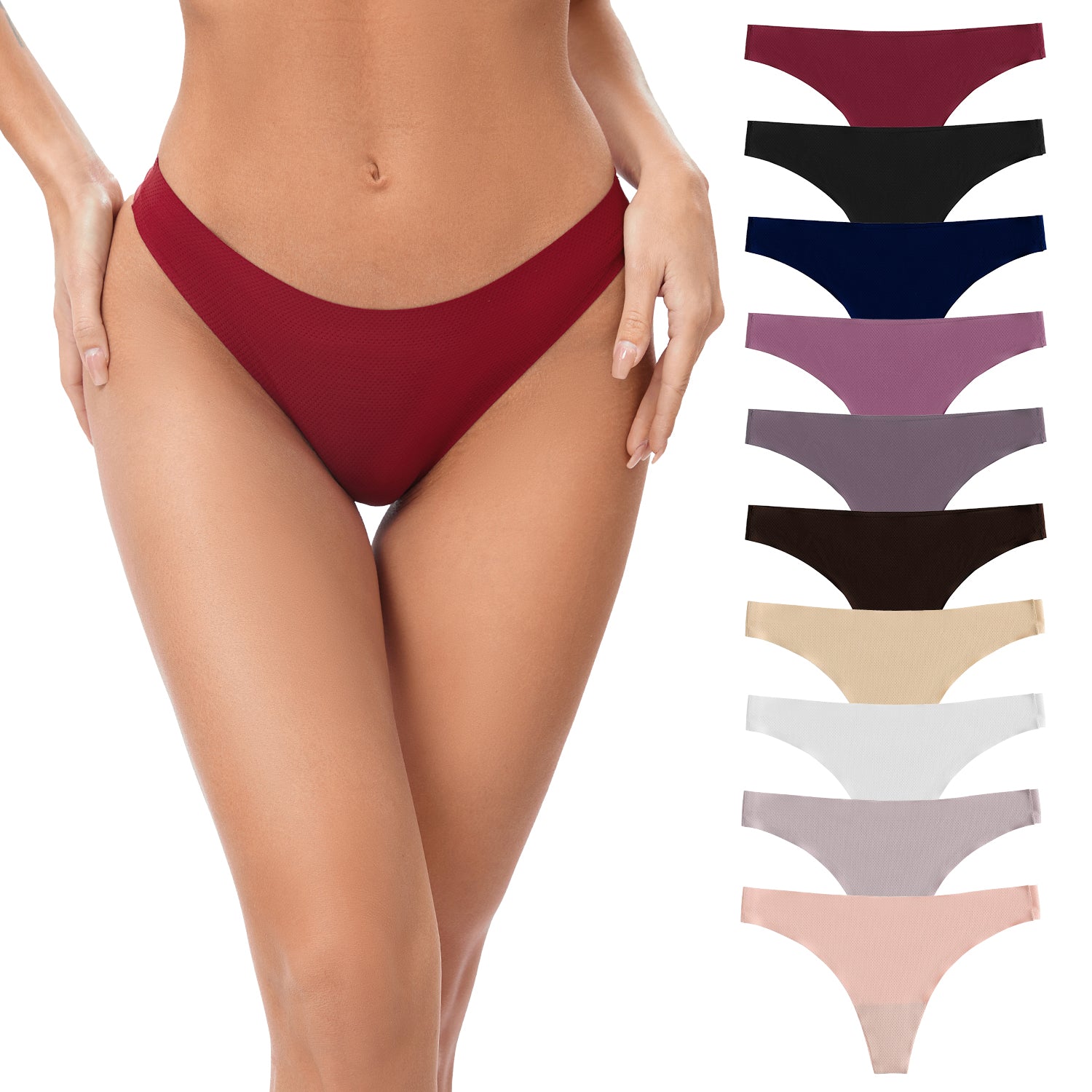 POKARLA Seamless Thongs for Women No Show Underwear Pack of 10