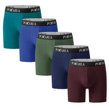 Load image into Gallery viewer, POKARLA Mens Stretch Boxer Briefs Soft Cotton Open Fly Tagless Underwear Regular Leg
