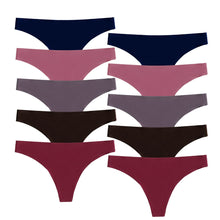Load image into Gallery viewer, POKARLA Seamless Thongs for Women No Show Underwear Pack of 10
