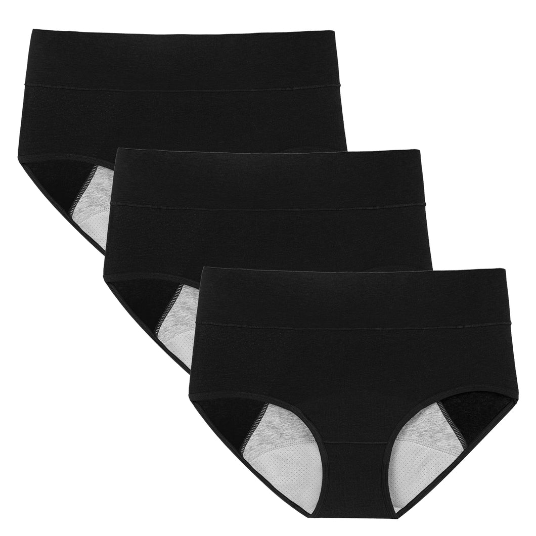 POKARLA Women's Period Cotton Underwear Heavy Flow Leakproof Panties Postpartum Menstrual Protective Briefs